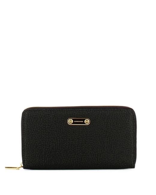 Borbonese Black Logo-Plaque Zip-Around Wallet