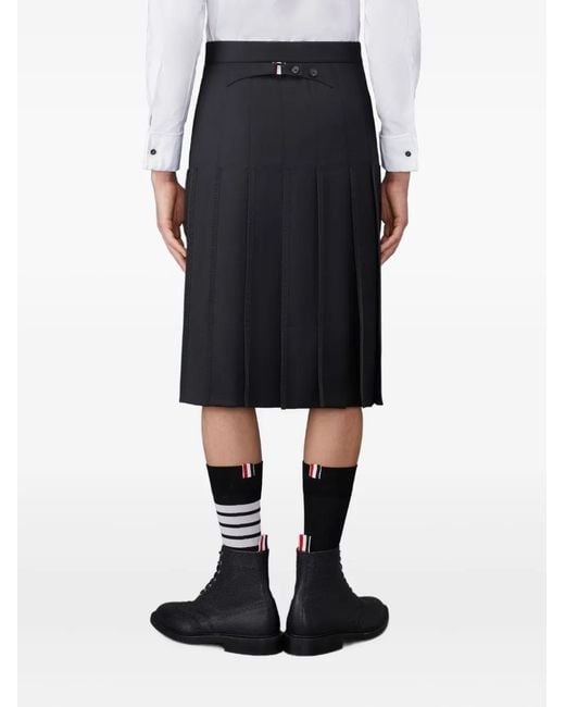 Thom Browne Black Pleated Back-Strap Skirt for men