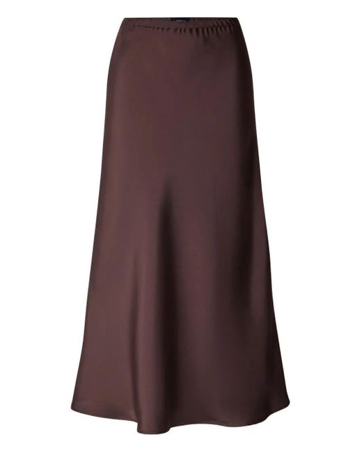 Soeur Black Bias-Cut Satin Midi Skirt