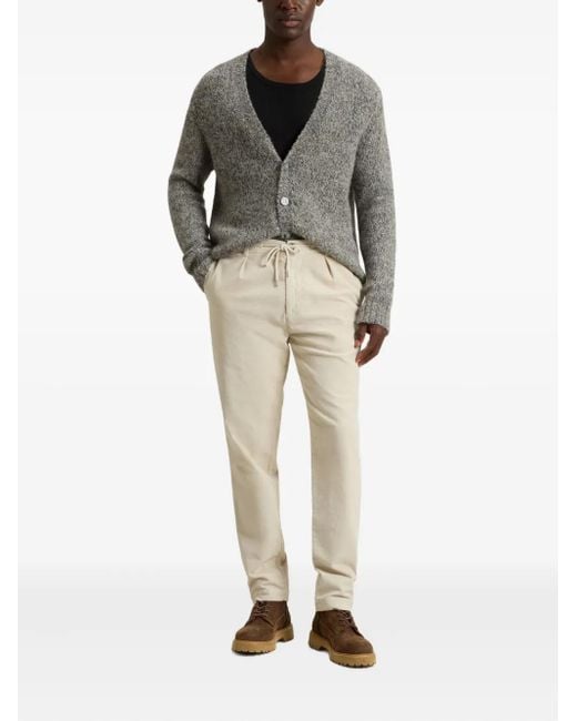 Woolrich White Pleated Drawstring Trousers for men