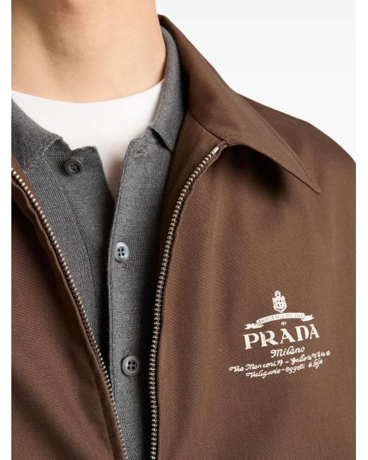 Prada Brown Logo-Embroidered Jacket for men