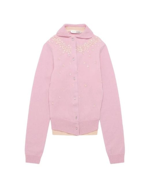 August Barron Pink Sequin-Embellished Layered Cardigan