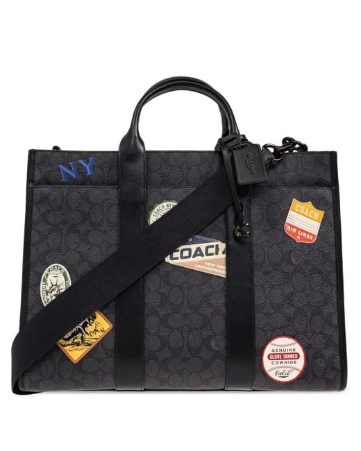 COACH Black Patch-Detail Tote Bag for men