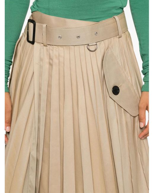 Sacai Natural Plissé Midi Skirt
