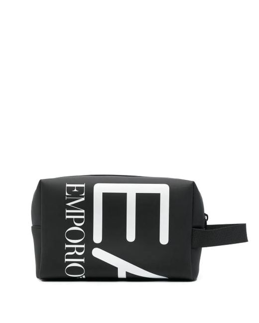 EA7 Black Logo-Print Wash Bag