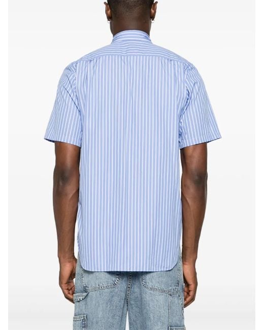 COMME DES GARÇONS PLAY Blue Heart-Patch Striped Shirt