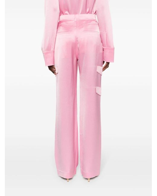 Nanushka Pink Cais Straight-leg Satin Cargo Trousers
