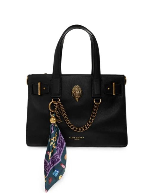 Kurt Geiger Black Small Sloane Leather Tote Bag