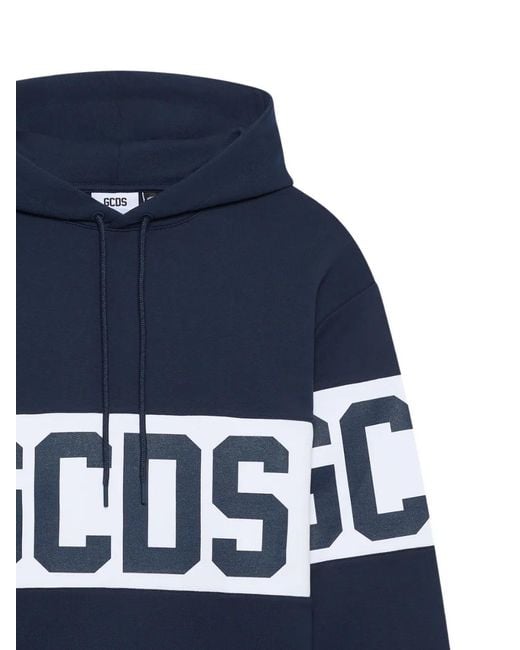 Gcds Blue Pull À Logo Imprimé for men