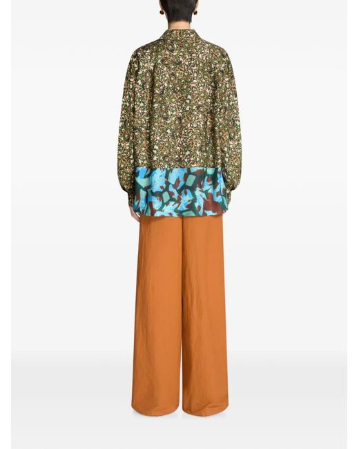 Dries Van Noten Green Loose Viscose Shirt
