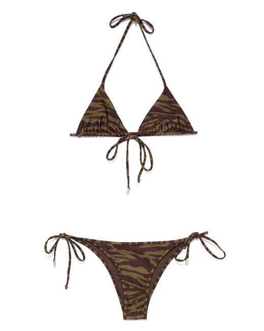 The Attico White Zebra-Print Bikini