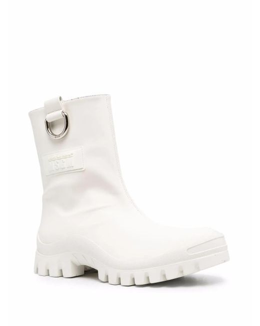 MSGM White Round-Toe Rain Boots