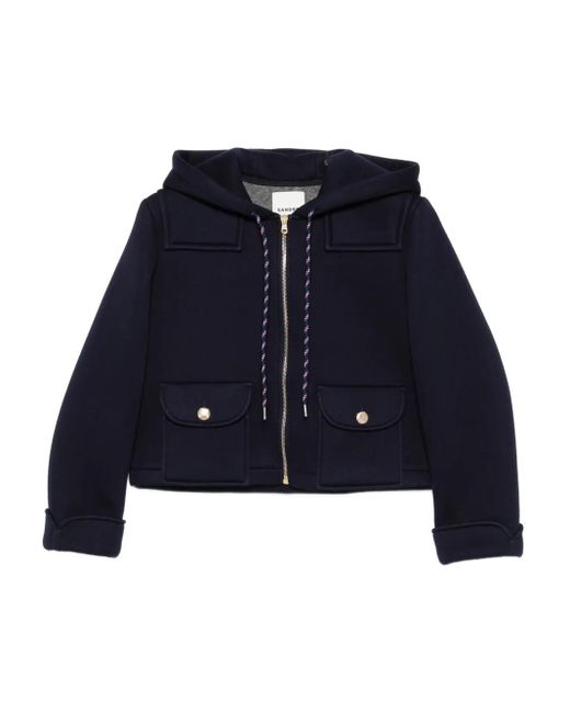 Sandro Blue Hooded Zip-Front Jacket
