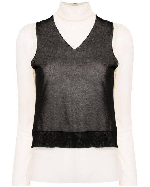 Undercover Black Two-tone Sheer Cotton Top