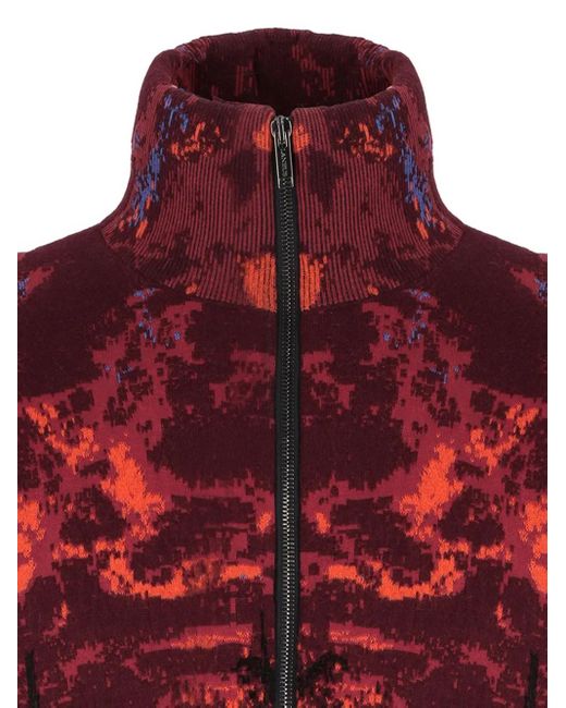 Laneus Red Knitted Bomber Jacket