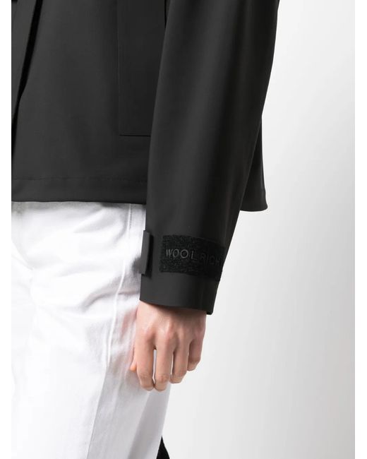 Woolrich Black Logo-Patch Hooded Jacket