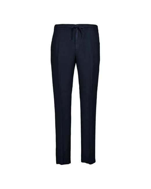120% Lino Blue Drawstring Linen Trousers for men
