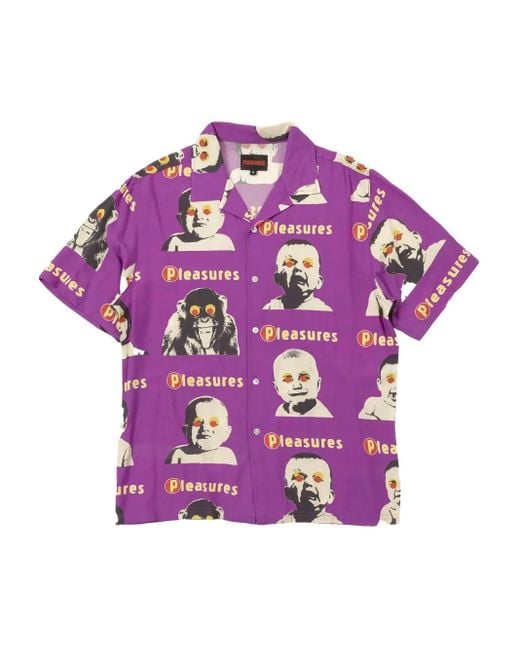 Camicia Head Woven di Pleasures in Purple da Uomo