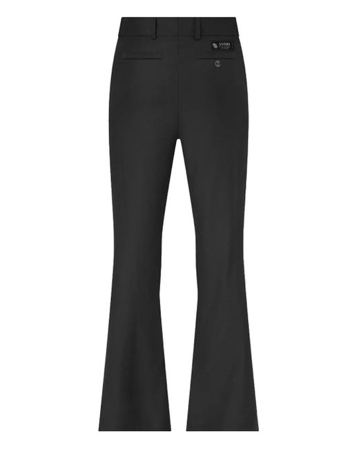 Amiri Black Crystal-Trim Creased Flared Trousers for men