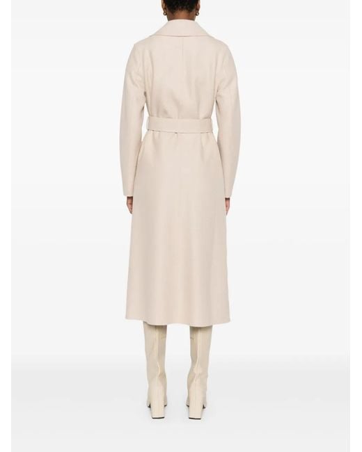 Harris Wharf London Natural Belted Notched-Lapels Coat