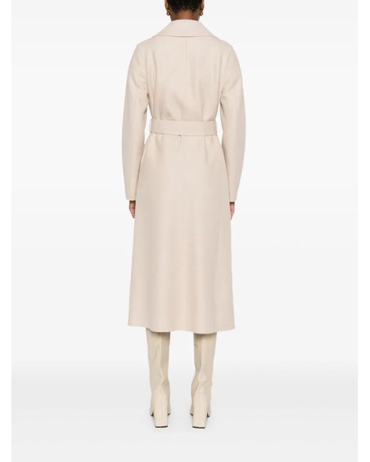 Harris Wharf London Natural Belted Notched-Lapels Coat
