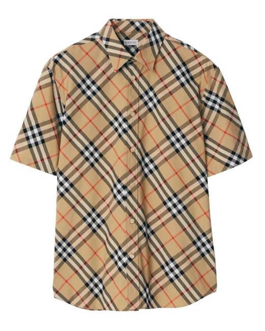 Burberry Hemd Check Aus Seide in Brown für Herren