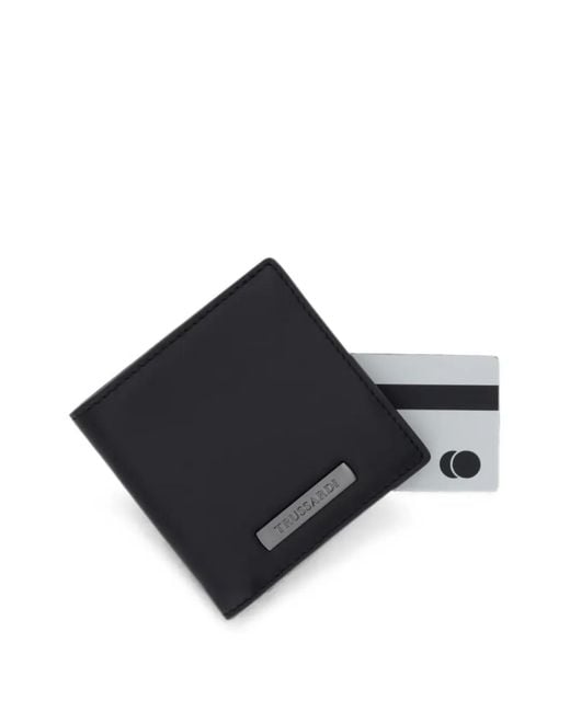 Trussardi Black Logo-Plaque Bi-Fold Wallet for men