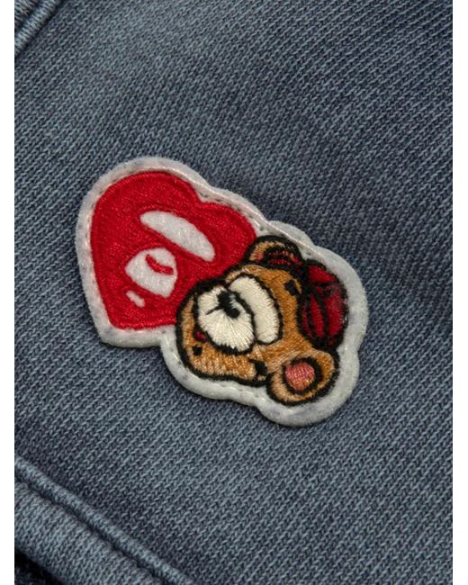 Aape By A Bathing Ape Blue Mini-Short À Broderies Contrastantes