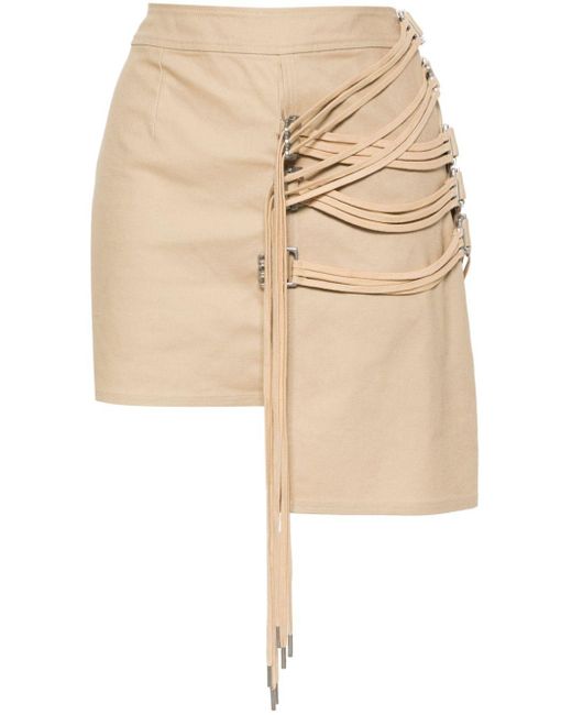 Minifalda asimétrica con tiras CANNARI CONCEPT de color Natural