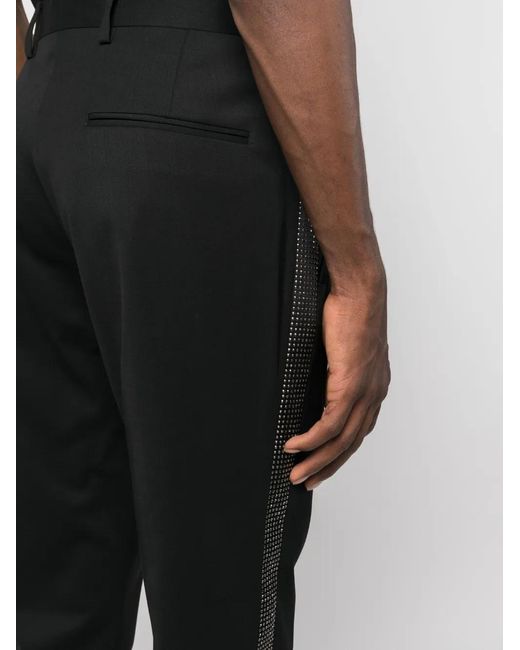 John Richmond Black Embellished Side-Stripe Tailored Trousers for men