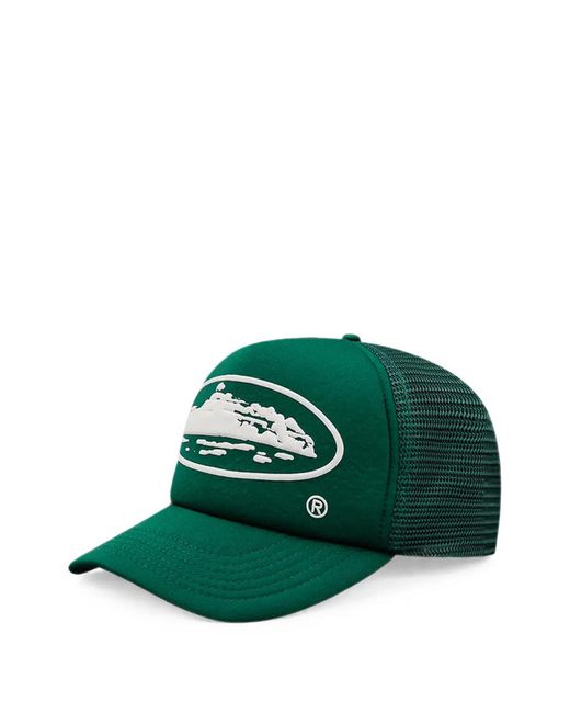 corteiz Green Puff-Print Trucker Hat for men