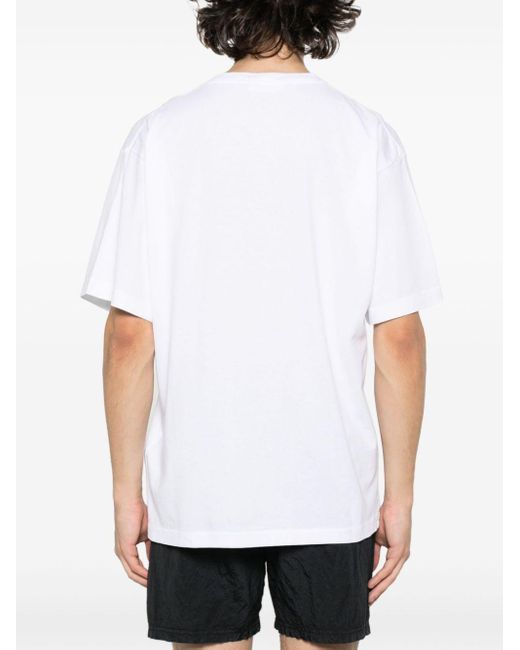 T-shirt en coton à imprimé Compass Stone Island pour homme en coloris White