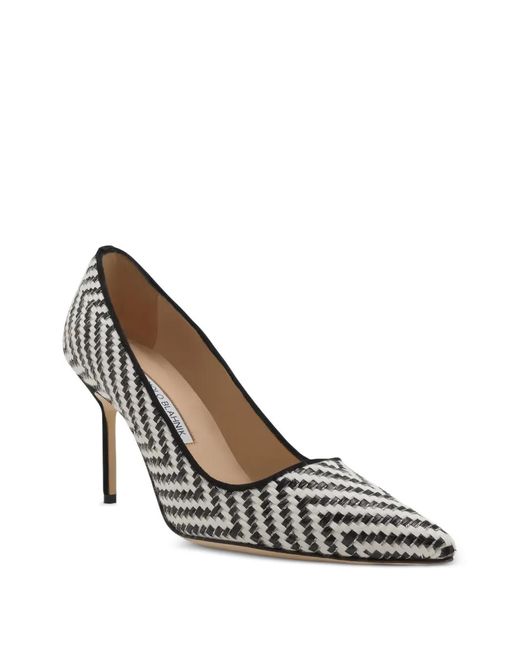 Manolo Blahnik Metallic Bb Pointed-Toe Raffia Pumps