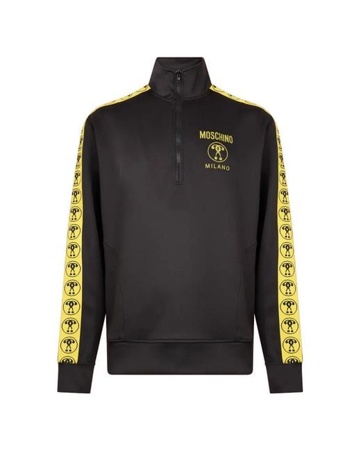 Moschino Black Logo-Print Half-Zip Sweatshirt for men