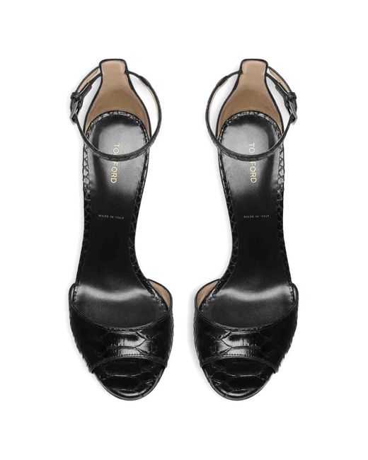 Tom Ford Black Ankle Strap Heeled Sandals