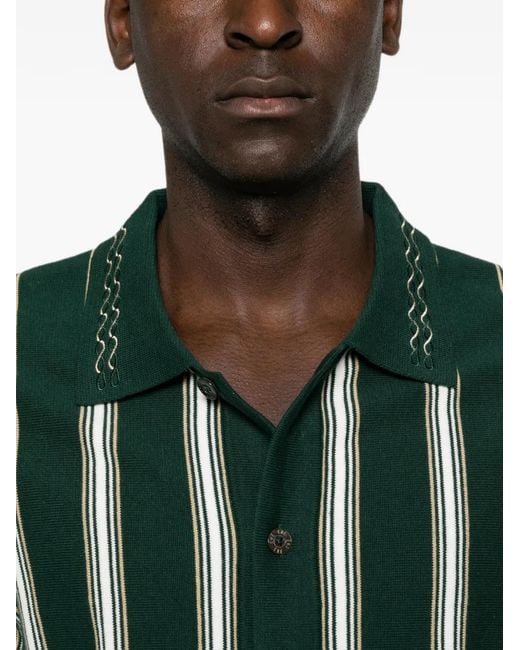 CHE Green Sawyer Striped Knitted Polo Shirt for men