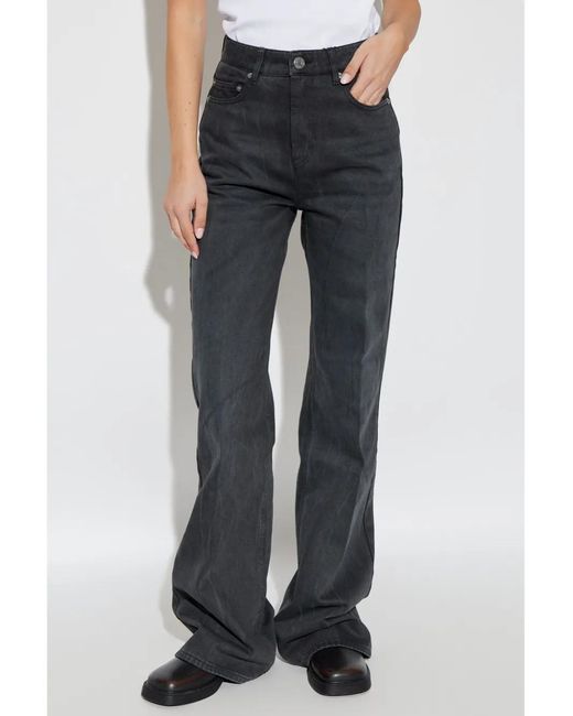 AMI Blue Cotton Wide-Leg Jeans