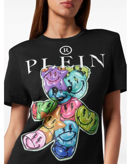 Philipp Plein Black Gestepptes T-Shirt
