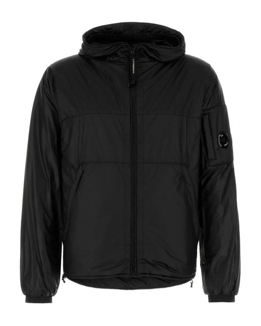 C P Company Black Padded Hooded Jacket for men
