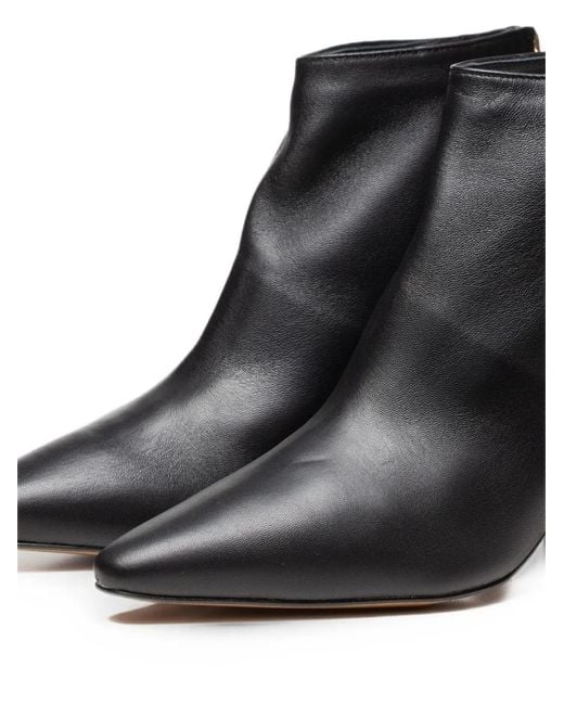 Poche Paris Black Pointed-Toe Rear-Zip Ankle Boots