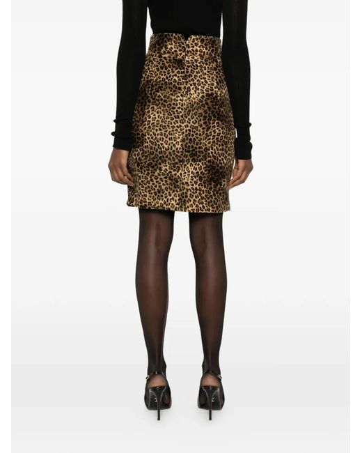 Tagliatore Natural Animal-Print Skirt