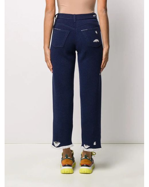 Barrie Blue Denim-Inspired Knitted Boyfriend Trousers