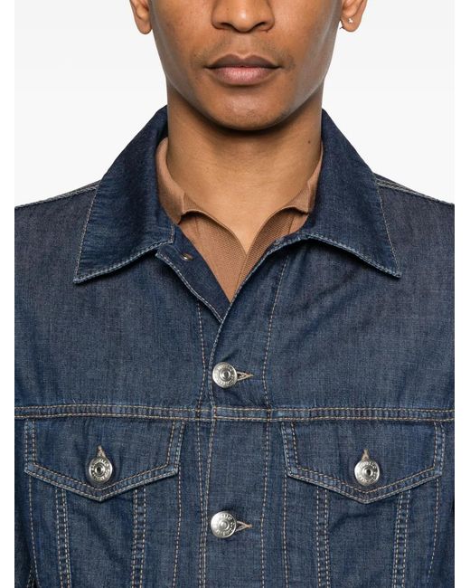 Brunello Cucinelli Blue Button Denim Jacket for men