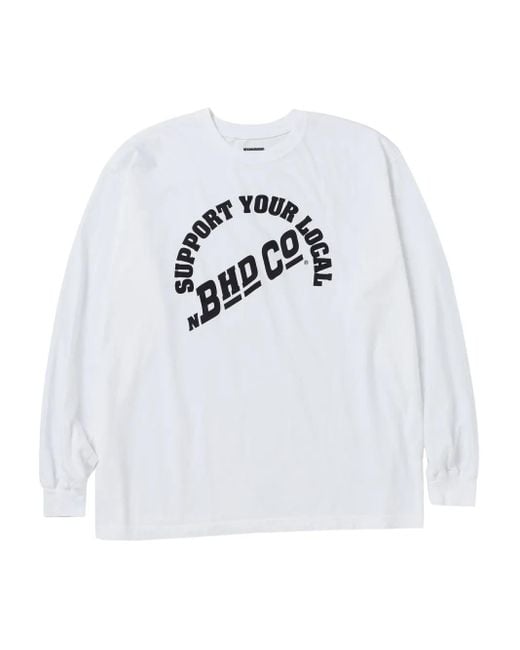 Neighborhood White Arched-Logo Long-Sleeve T-Shirt for men