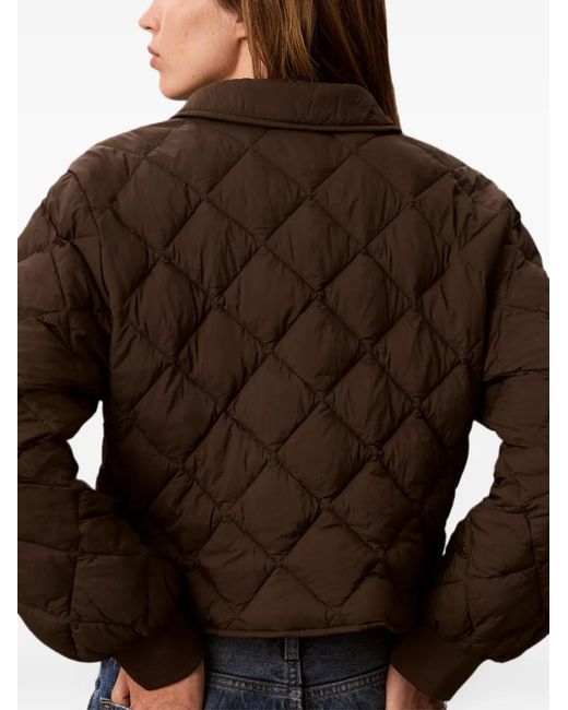 Calvin Klein Brown Diamond-Quilted Logo-Patch Jacket
