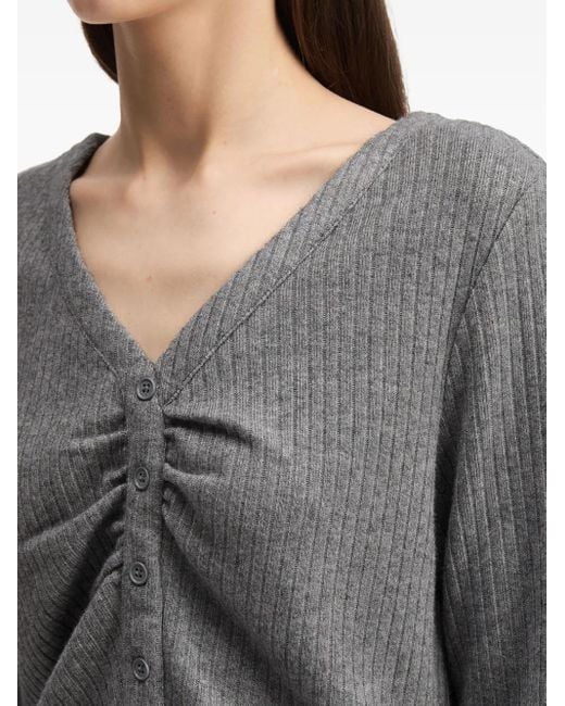B+ AB Gray Ribbed Buttoned Cardigan