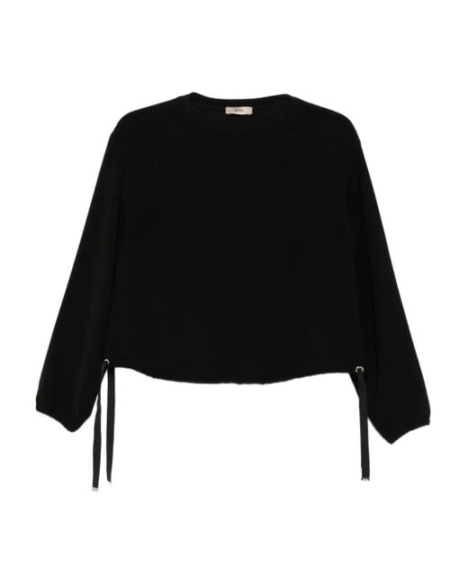 Herno Black Drawstring-Hem Sweatshirt