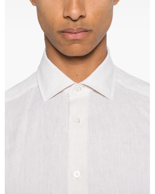 メンズ Herno リネンシャツ White