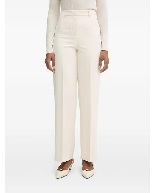 Morgan Natural Poya.F Pressed-Crease Straight-Leg Trousers
