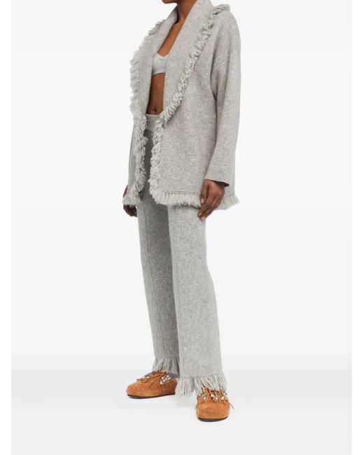 Alanui Gray Finest Fringed Cardigan